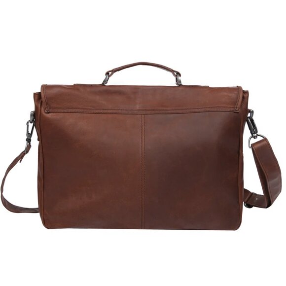 Mahi Leather The Yale Clip-Up Full Grain Adjustable Messenger Bag Brown Satchel - Picture 9 of 10